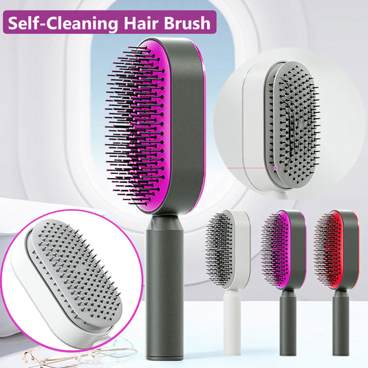 Self Cleaning Hair Brush Air Cushion Comb Press Type